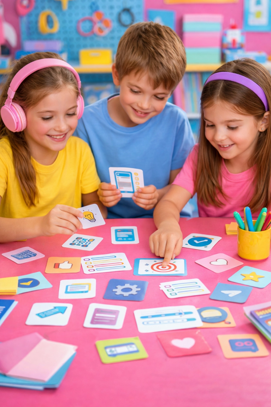 Bambini che giocano con le card Digikì