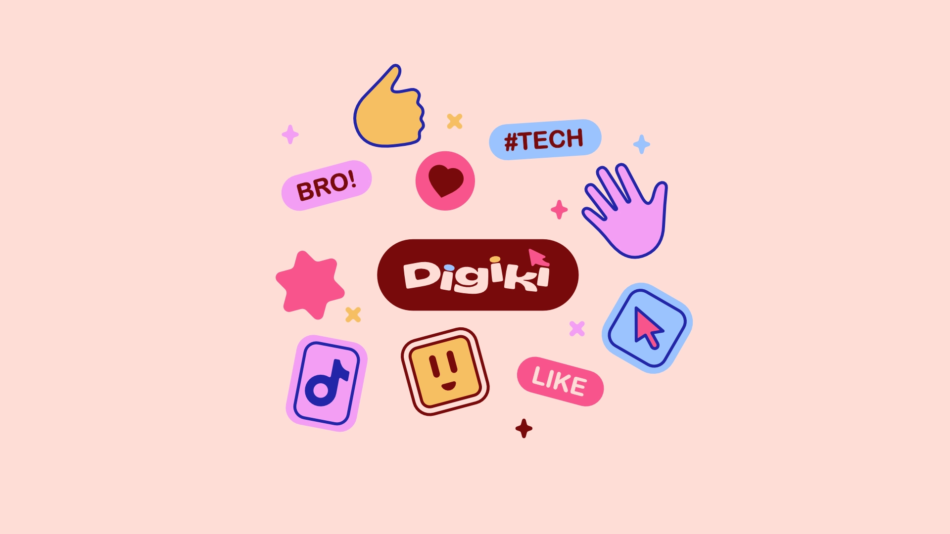 Il mondo di sticker e icone Digikì