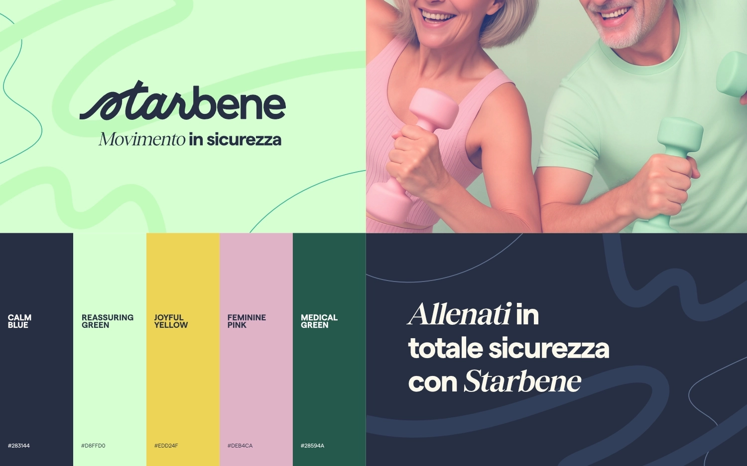 Identità Starbene: logo, palette e claim Allenati in totale sicurezza con Starbene