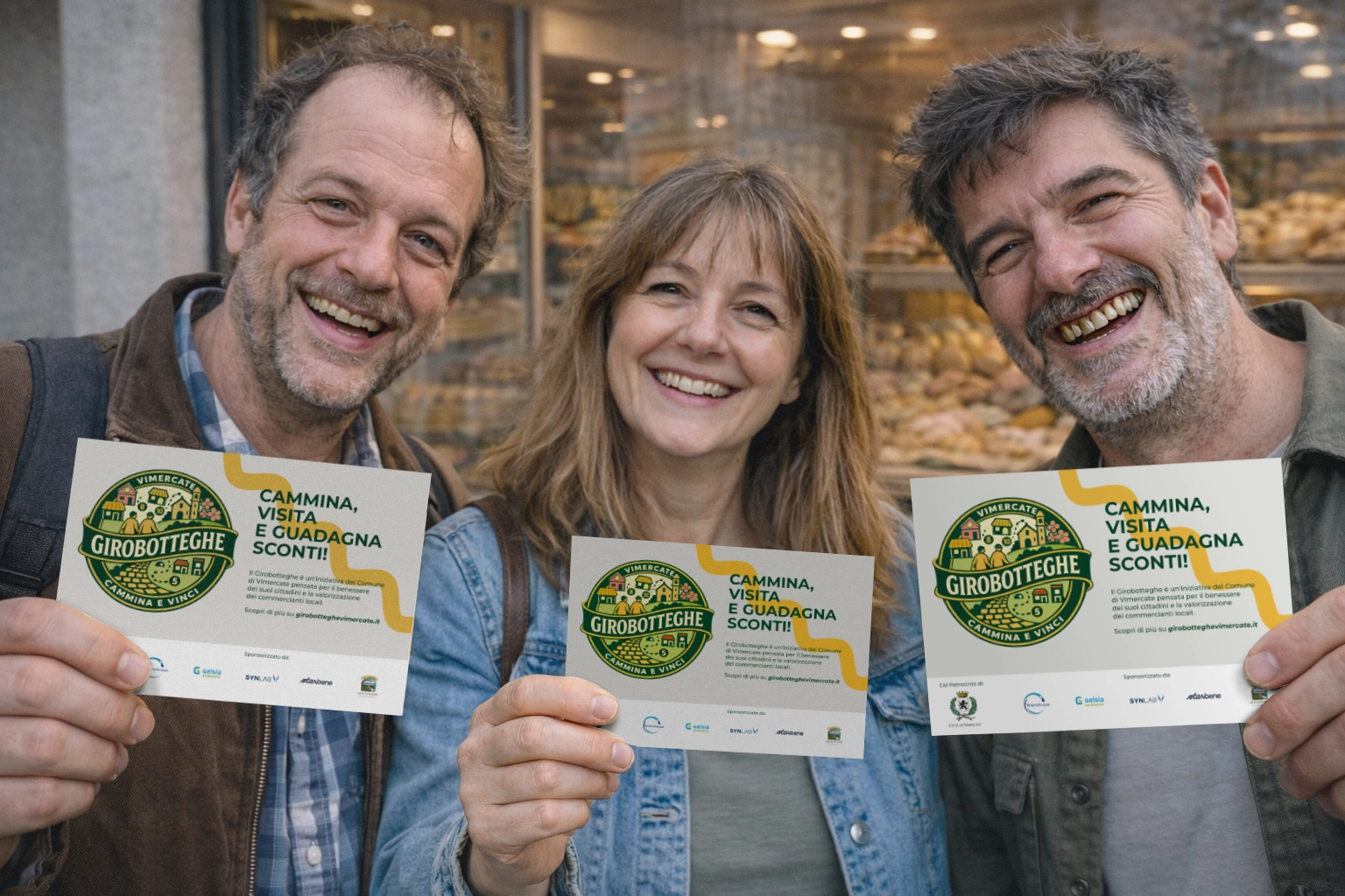Cittadini con il libretto Girobotteghe davanti a una bottega